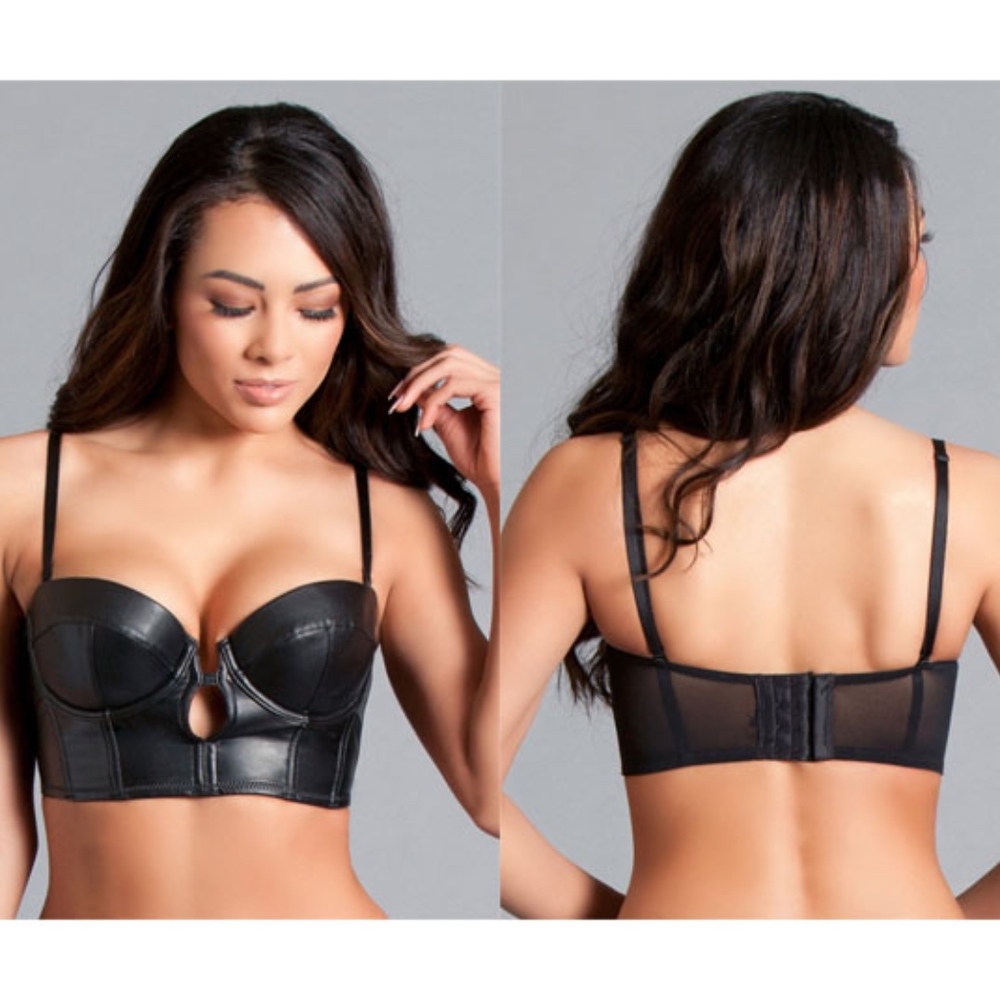 Be Wicked Caterine Underwire Bralette Black Pleather Large